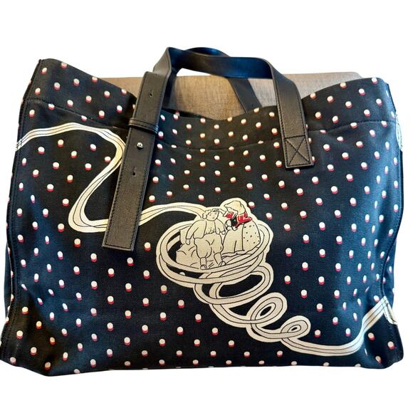 Loewe Paula's Ibiza Close to Paradise Black Polka Dot Canvas Leather Tote Bag - Picture 2 of 16